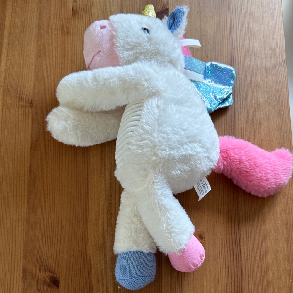 Plush Unicorn Toy - White, Pink, and Blue